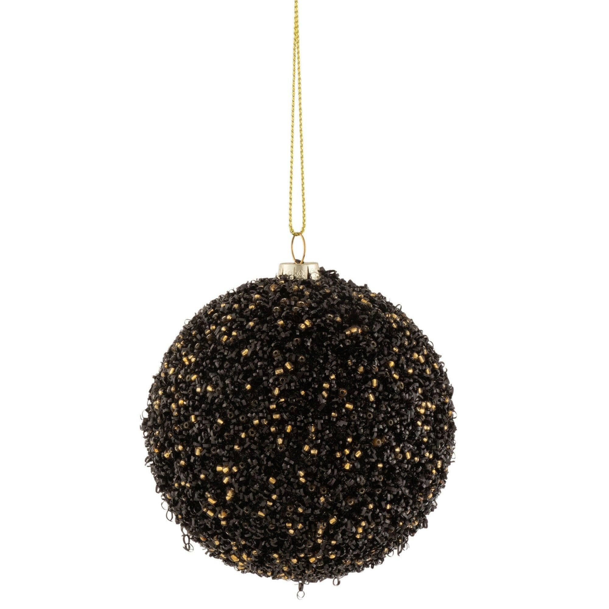 Kerstbal Glitter Zwart/Goud Small