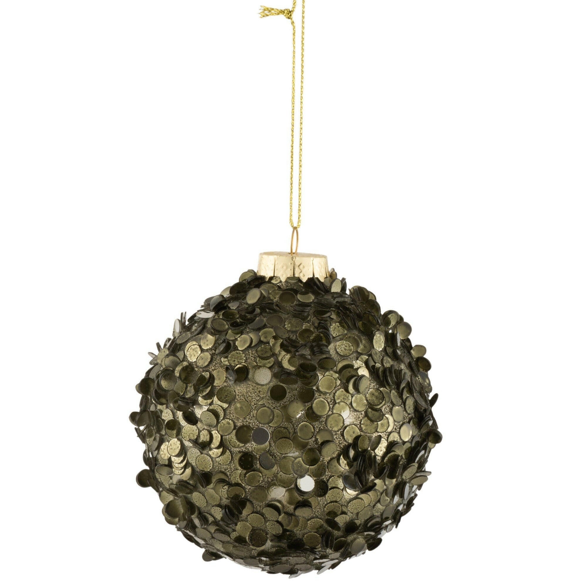 Kerstbal Grove Pailletten Kaki Groen