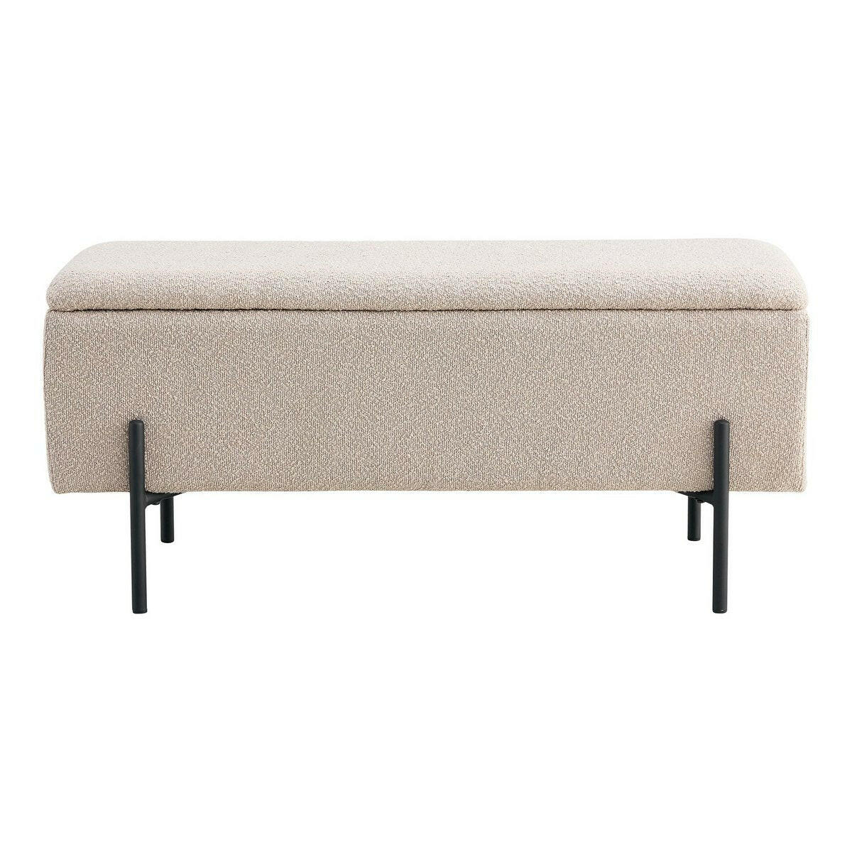 Watford Bench - Bank In Bouclé Met Opbergruimte Beige Zwarte Poten 95X36 5X46 Cm Hn1233
