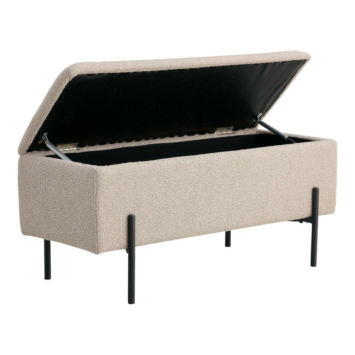 Watford Bench - Bank In Bouclé Met Opbergruimte Beige Zwarte Poten 95X36 5X46 Cm Hn1233