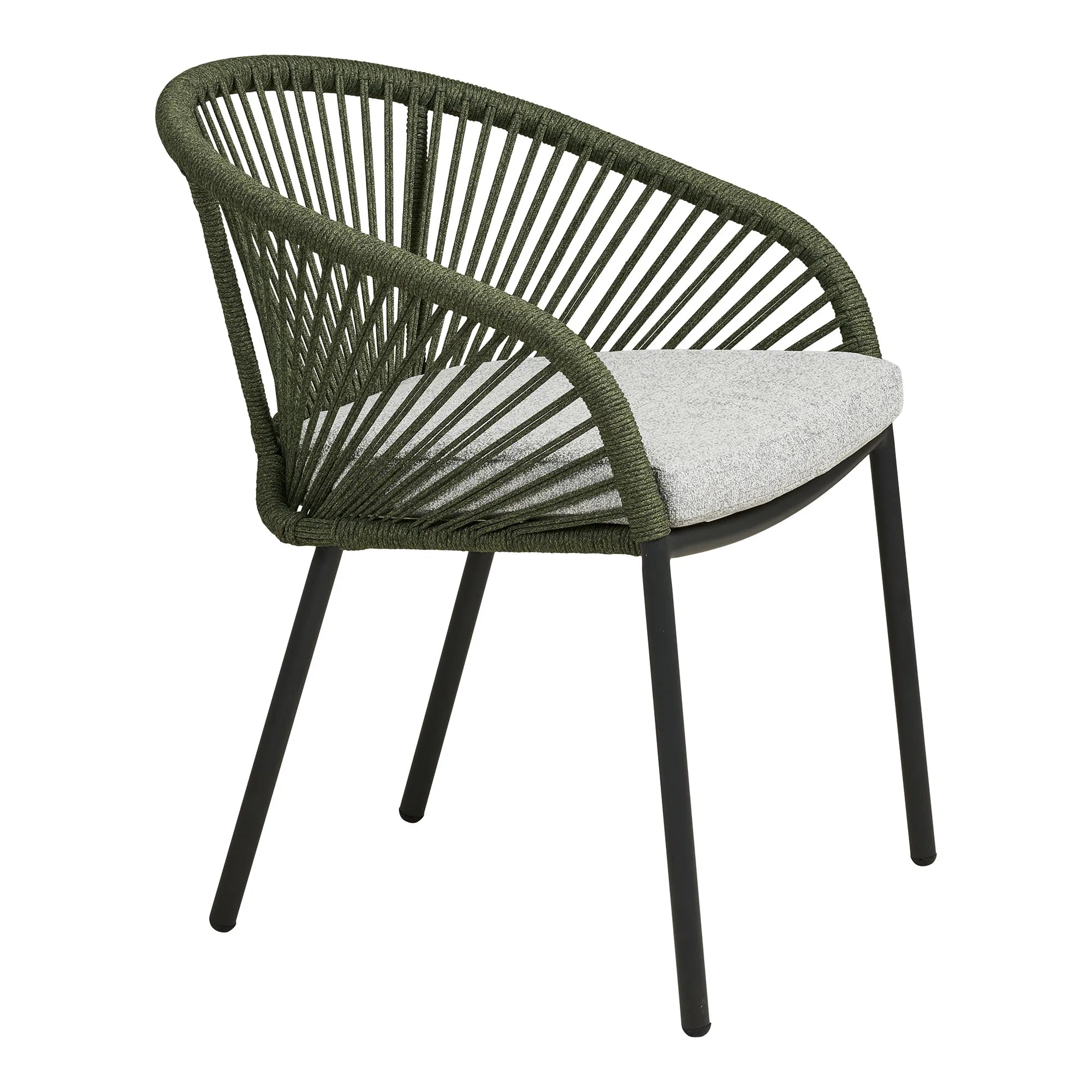 House Nordic Novella Dining Chair – aluminium eetkamerstoel met groen/grijs kussen