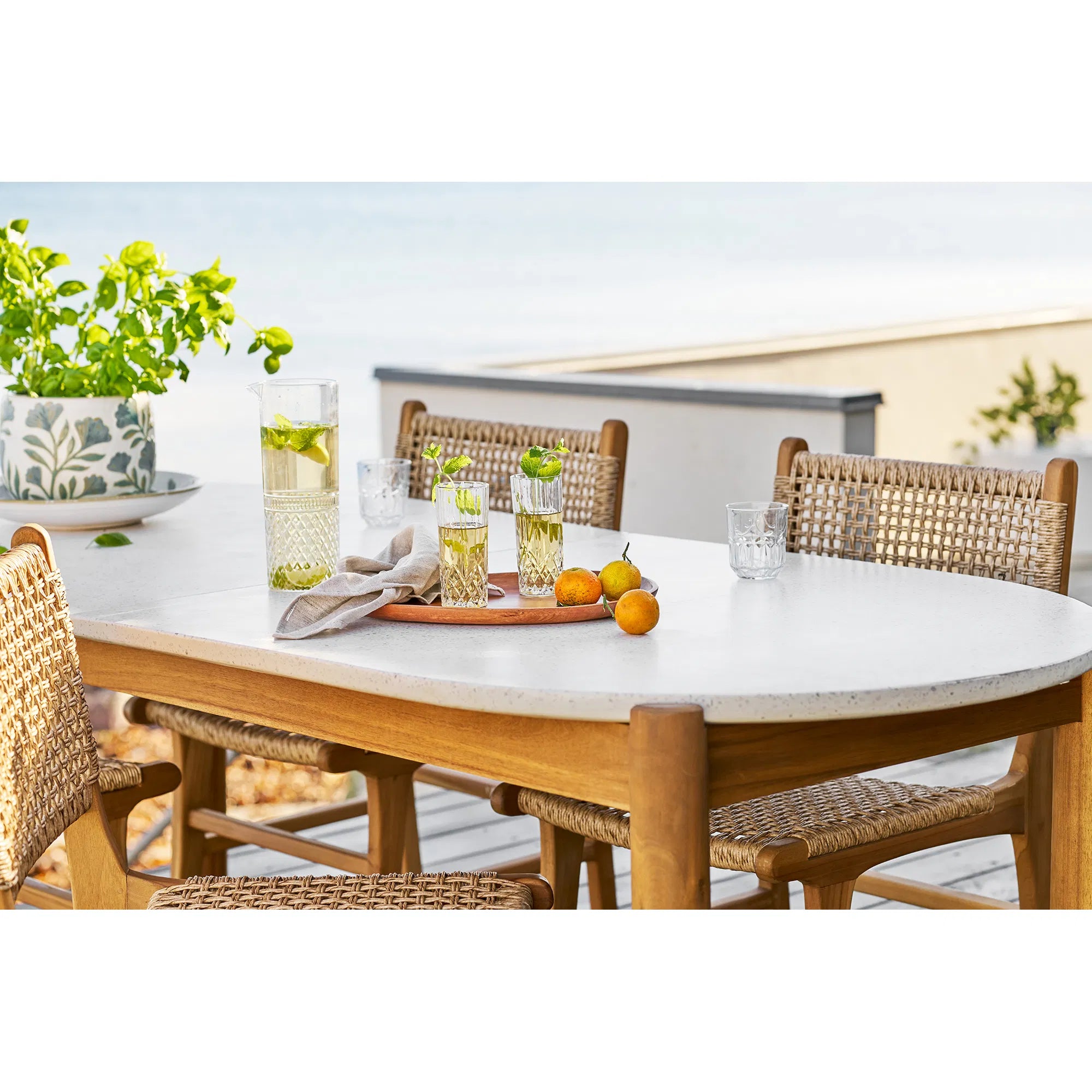 House Nordic Terracina dining table acacia terrazzo wit naturel 210 cm