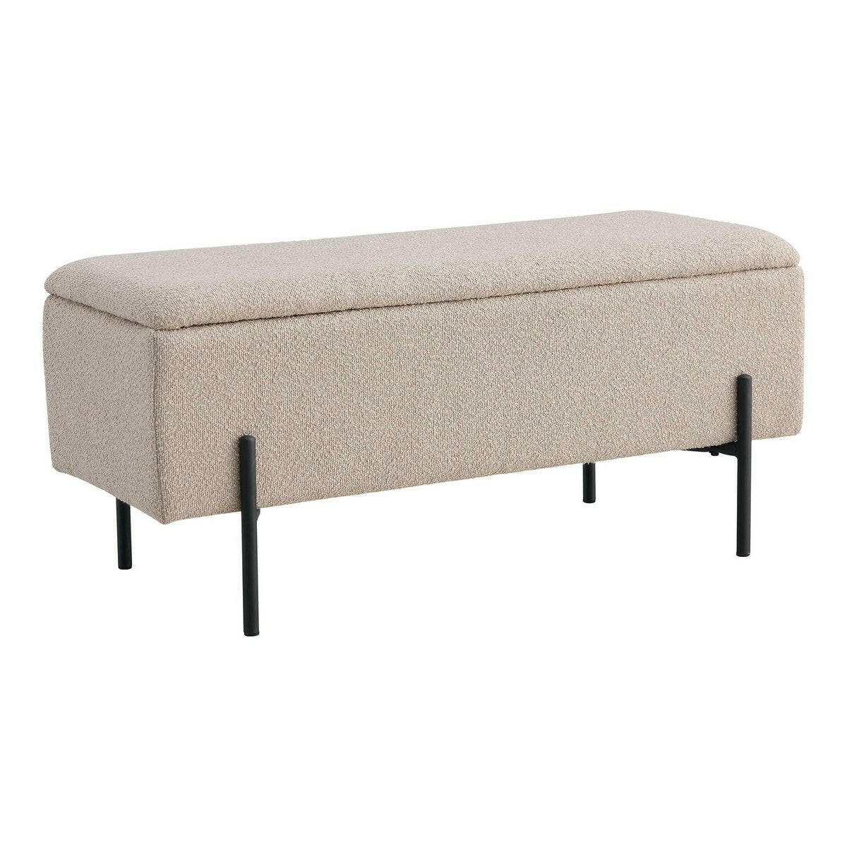 Watford Bench - Bank In Bouclé Met Opbergruimte Beige Zwarte Poten 95X36 5X46 Cm Hn1233