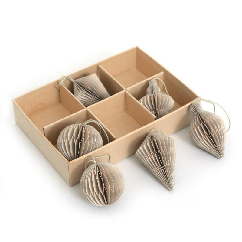 Honeycomb Mini Ornament Set 6St. Champagne Kerstbal