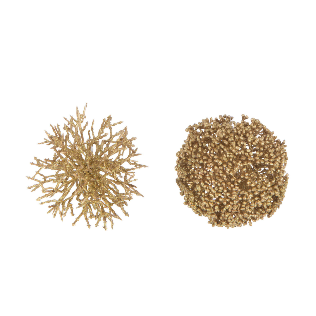 Bal Hanger Rond/Koraal Goud Set Van 2 Kerstbal