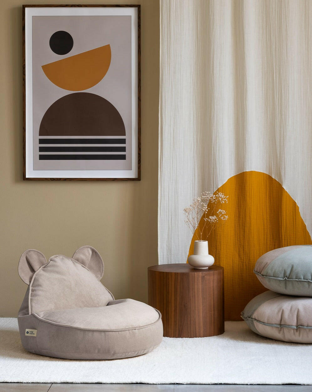 Stoffige Beige Beer Zitzak