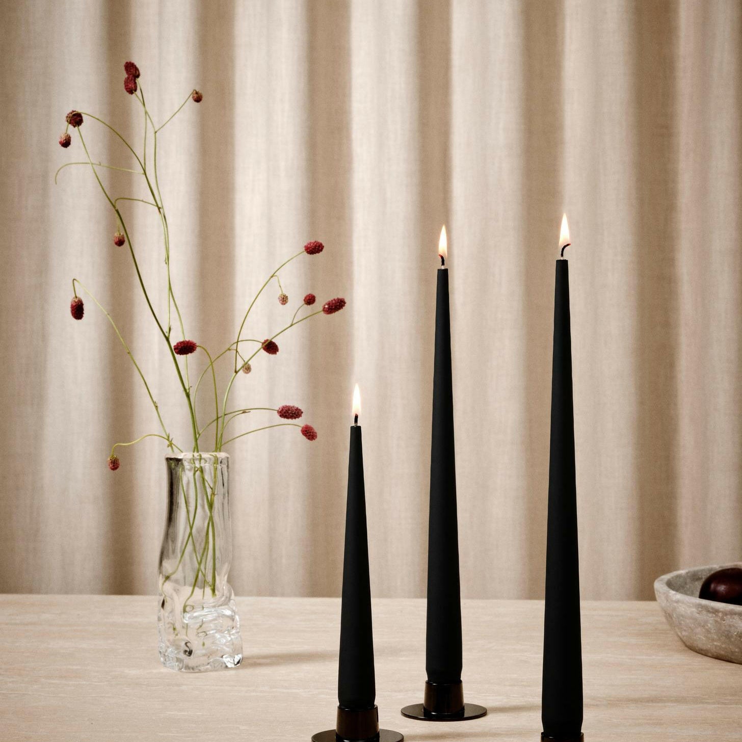 Taper Kaars 32Cm Velvet Matt Black 4-Pack