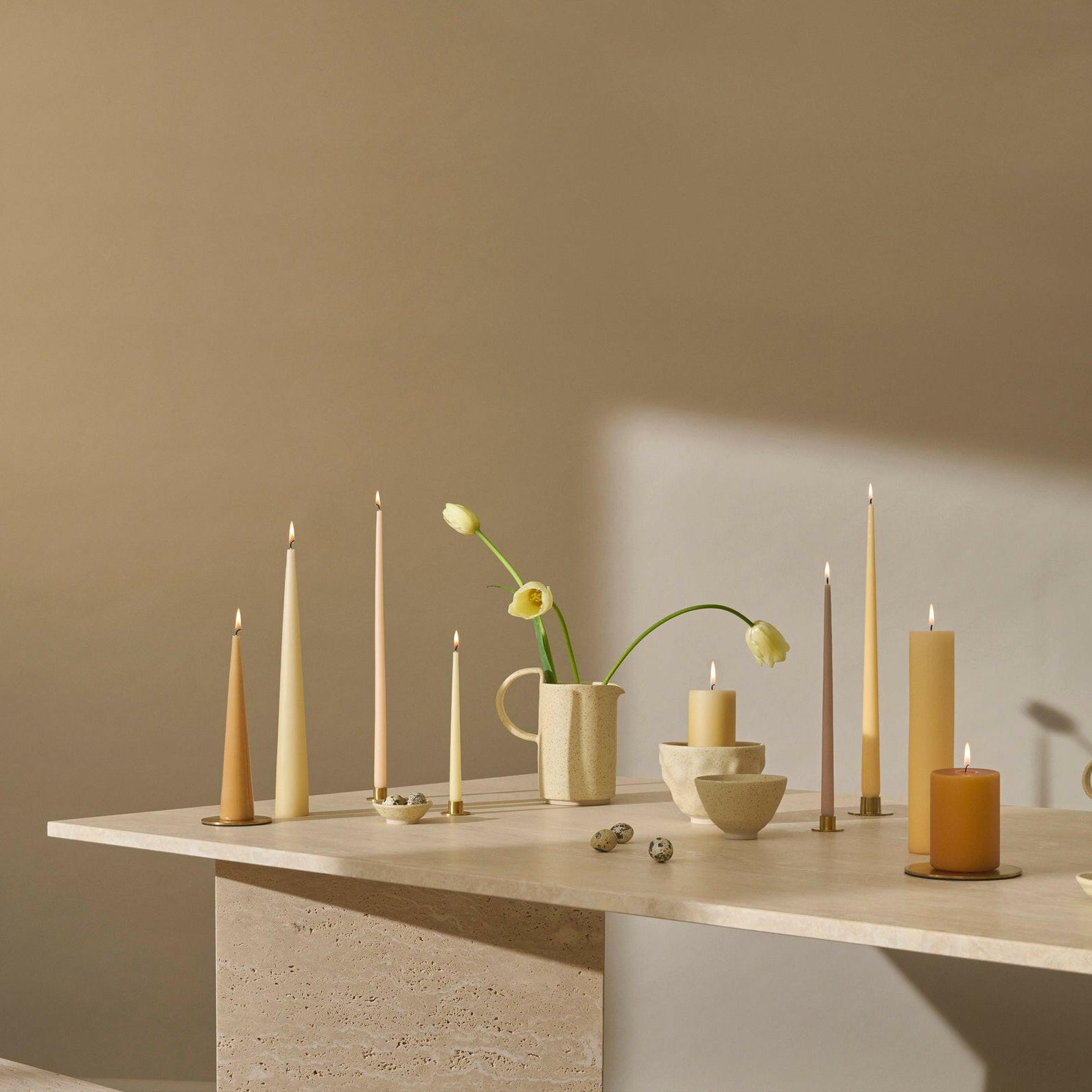 Cone Kaars Plate Matt Gold Kaarsstandaard