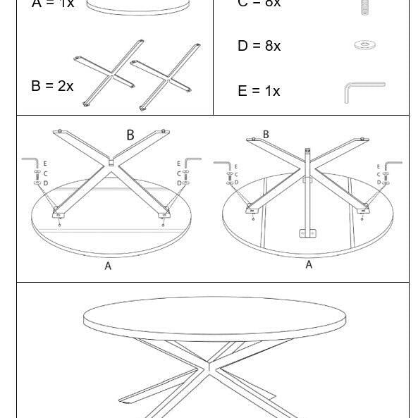 Oslo Black Round 130 Cm