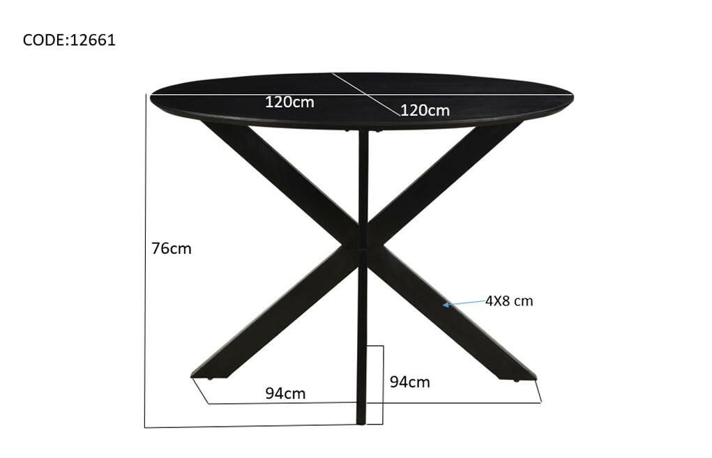 Oslo Round Black 120 Cm