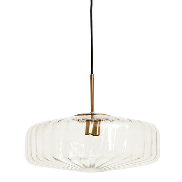 Hanging Lamp 40X17 Cm Pleat Glass Clear + Gold