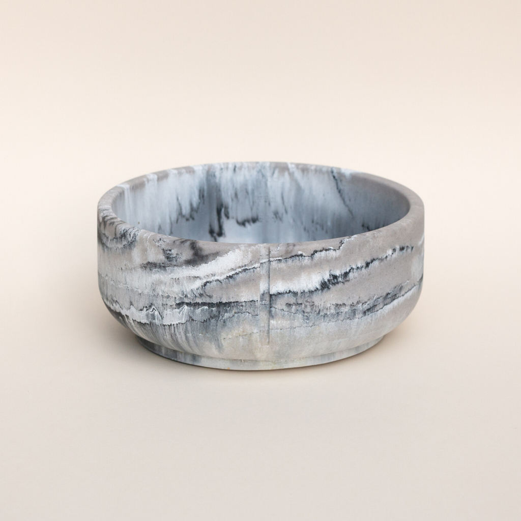 Classic Feeder Bowls Grey Marble Medium Slow