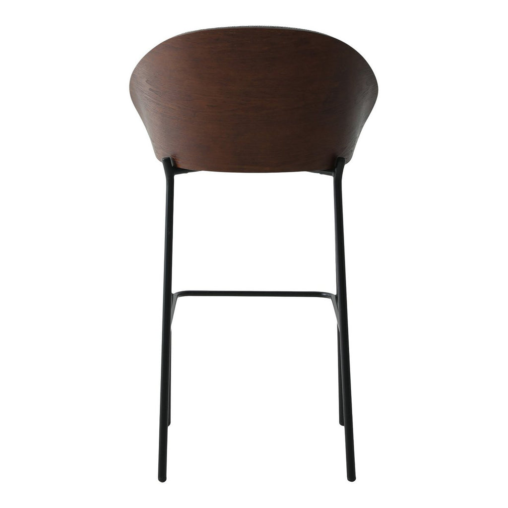 Canelas Bar Chair - Barstoel Lichtgrijs Met Donkerbruine Rugleuning En Zwarte Poten