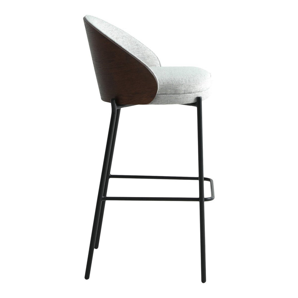 Canelas Bar Chair - Barstoel Lichtgrijs Met Donkerbruine Rugleuning En Zwarte Poten