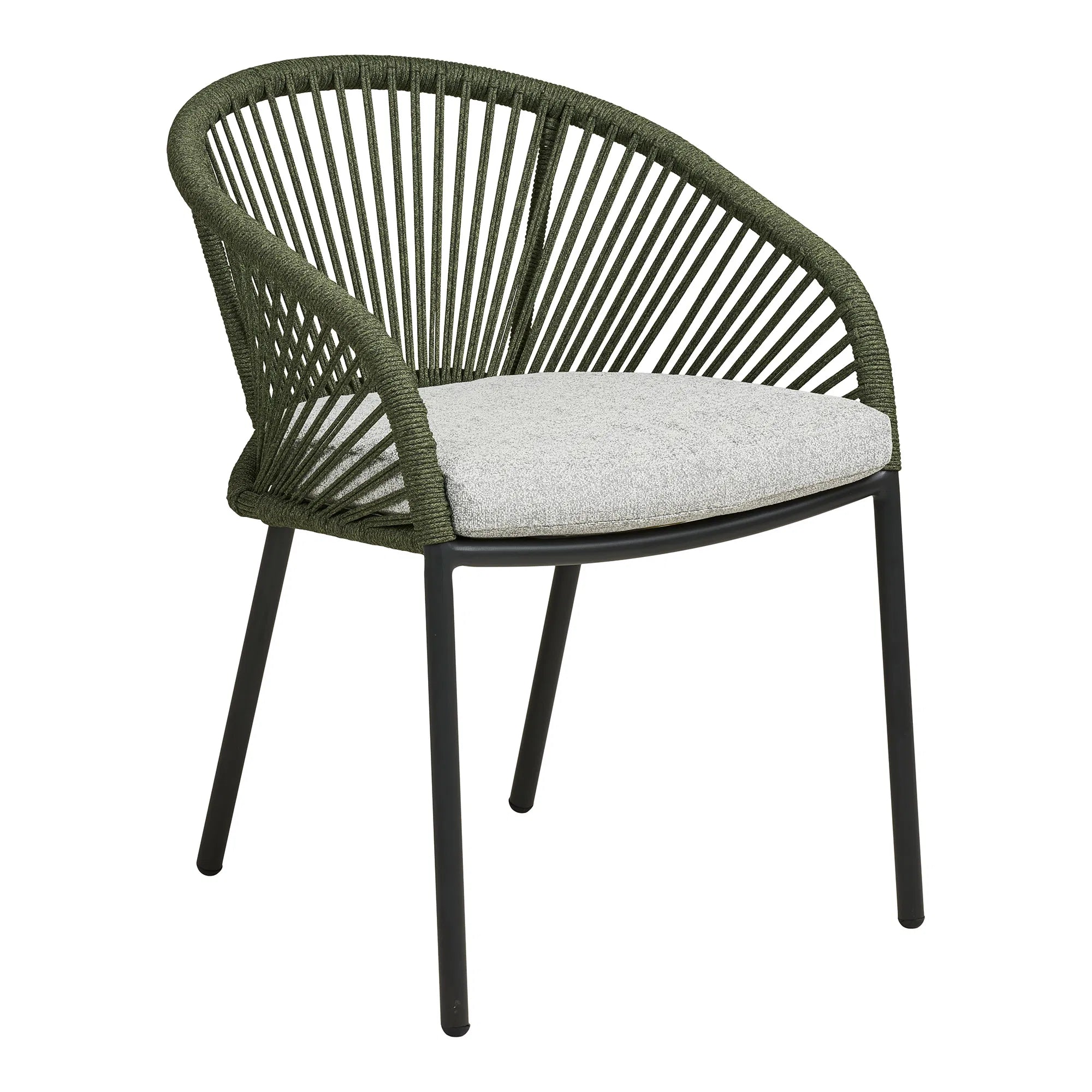 House Nordic Novella Dining Chair – aluminium eetkamerstoel met groen/grijs kussen