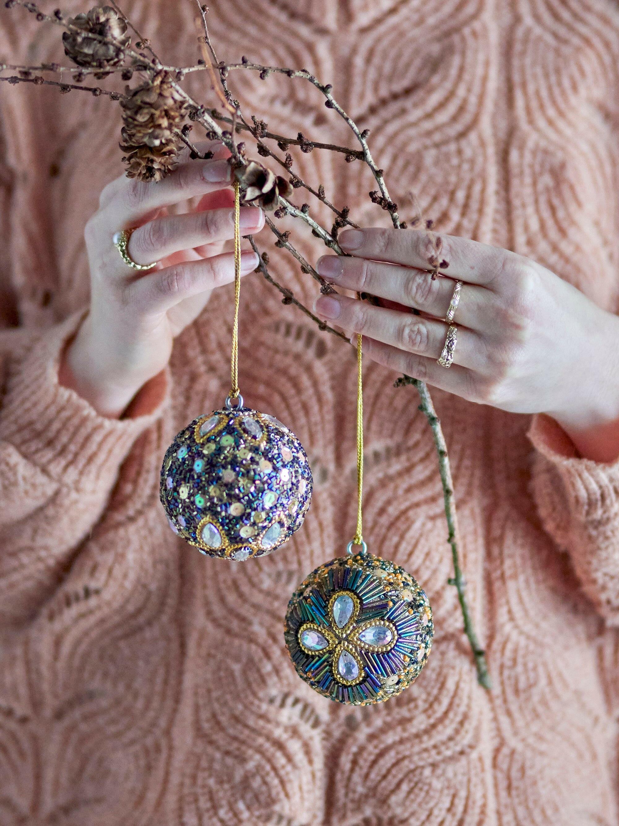 Handgemaakte Kerstbal Eleanore Set Van 2