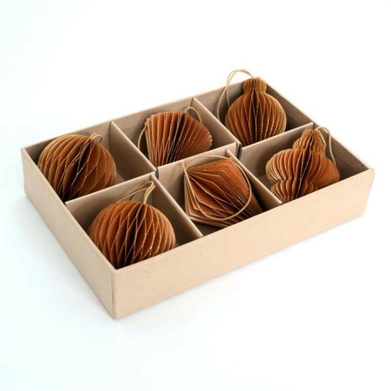 Honeycomb Mini Ornament Set 6St. Goud Kerstbal