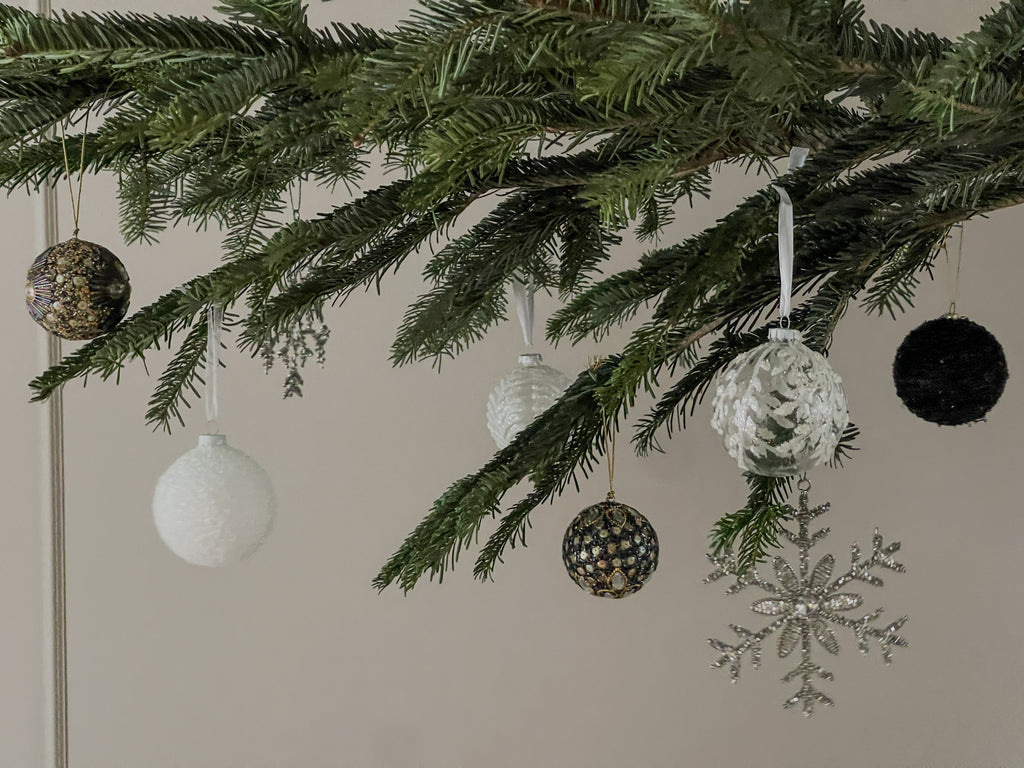 Kerstbal Glitter Zwart/Goud Small