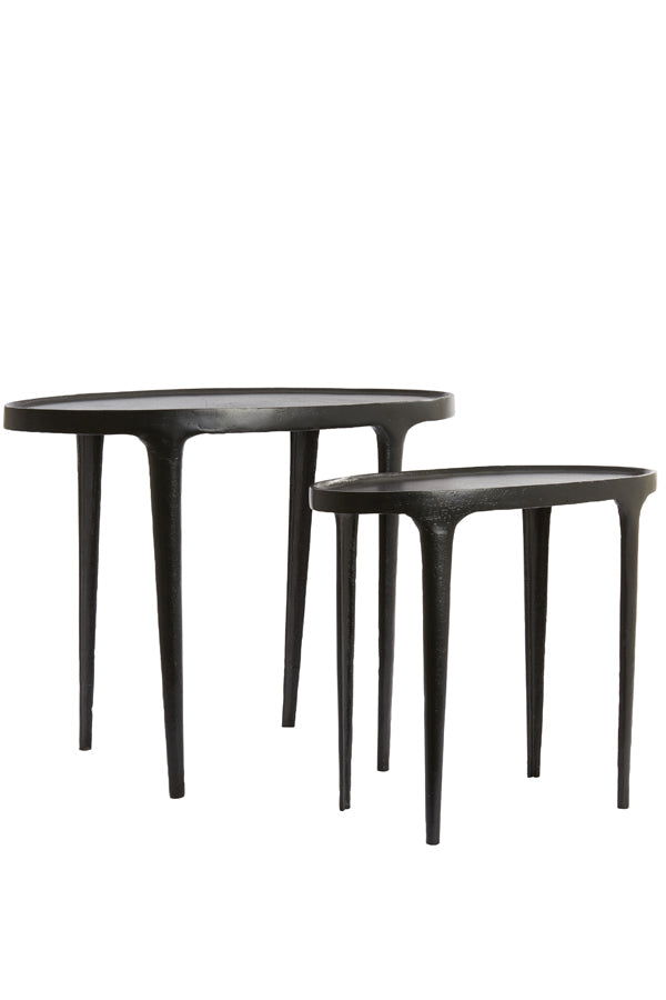 Side Table S/2 55X25 5X44 + 70X33X53 Cm Arica Matt Black