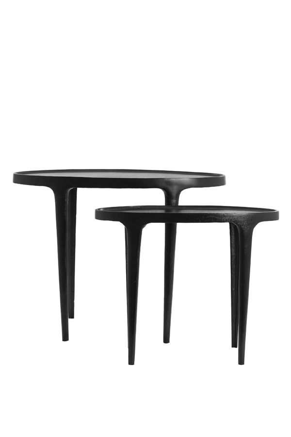 Side Table S/2 55X25 5X44 + 70X33X53 Cm Arica Matt Black