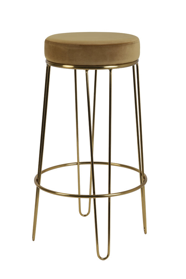Bar Stool 41X73 Cm Alice Velvet Caramel + Gold