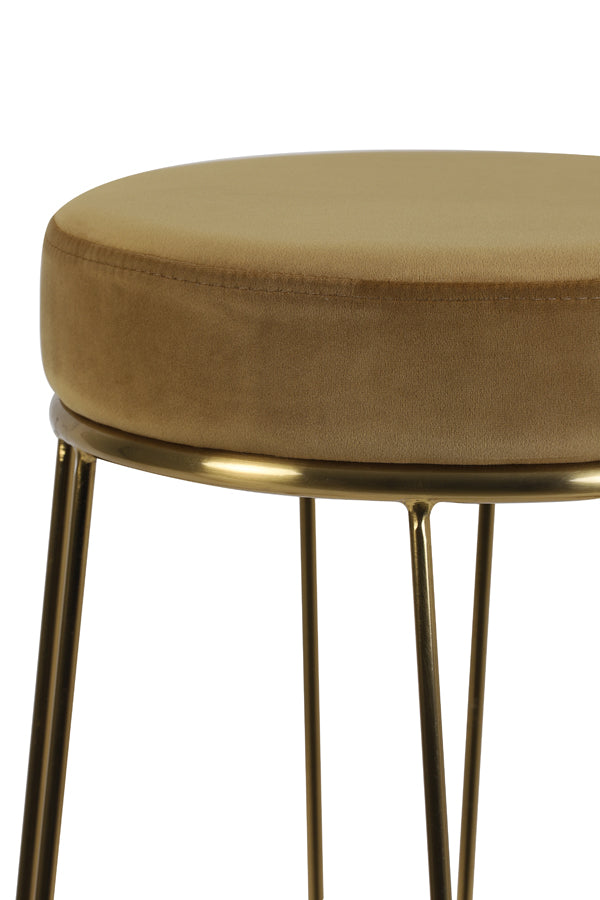 Bar Stool 41X73 Cm Alice Velvet Caramel + Gold