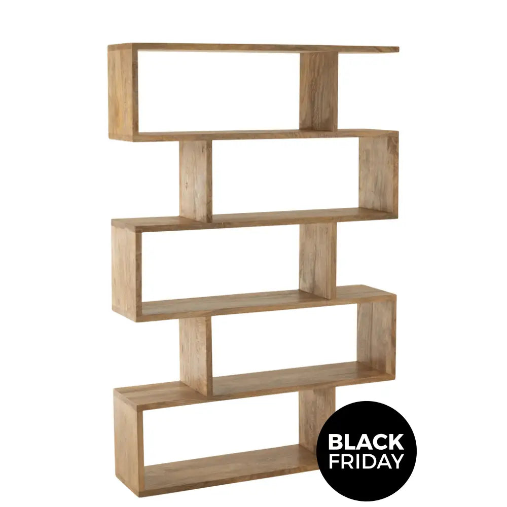 Bookshelf Vertical Slats Mango Wood Natural