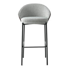 Canelas Bar Chair - Barstoel Lichtgrijs Met Donkerbruine Rugleuning En Zwarte Poten
