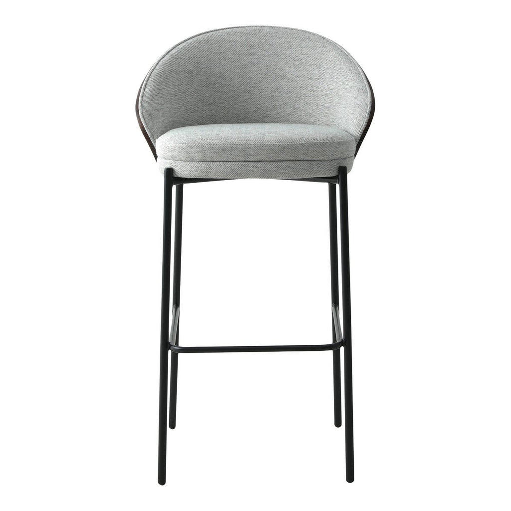 Canelas Bar Chair - Barstoel Lichtgrijs Met Donkerbruine Rugleuning En Zwarte Poten