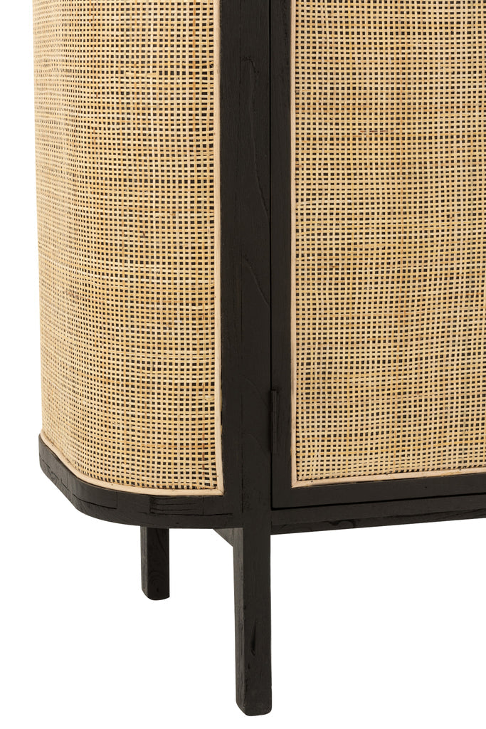 Closet 2 Doors Molly Exotic Wood/Rattan Black