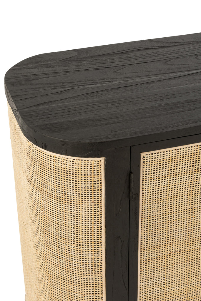 Closet 2 Doors Molly Exotic Wood/Rattan Black