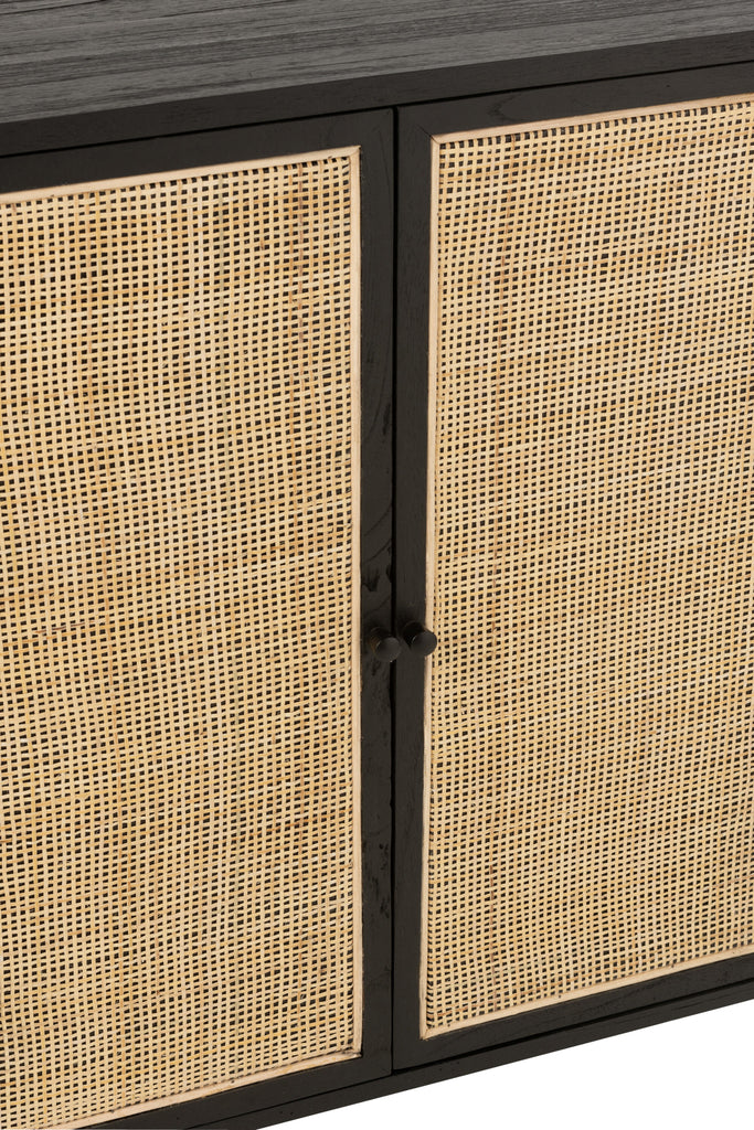 Closet 2 Doors Molly Exotic Wood/Rattan Black