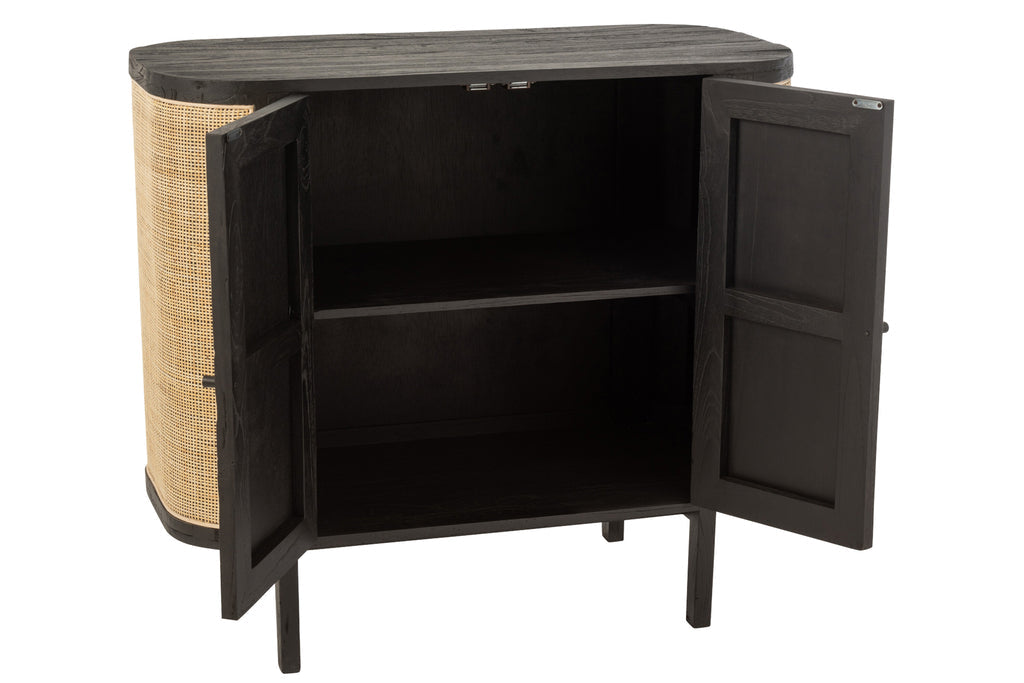 Closet 2 Doors Molly Exotic Wood/Rattan Black