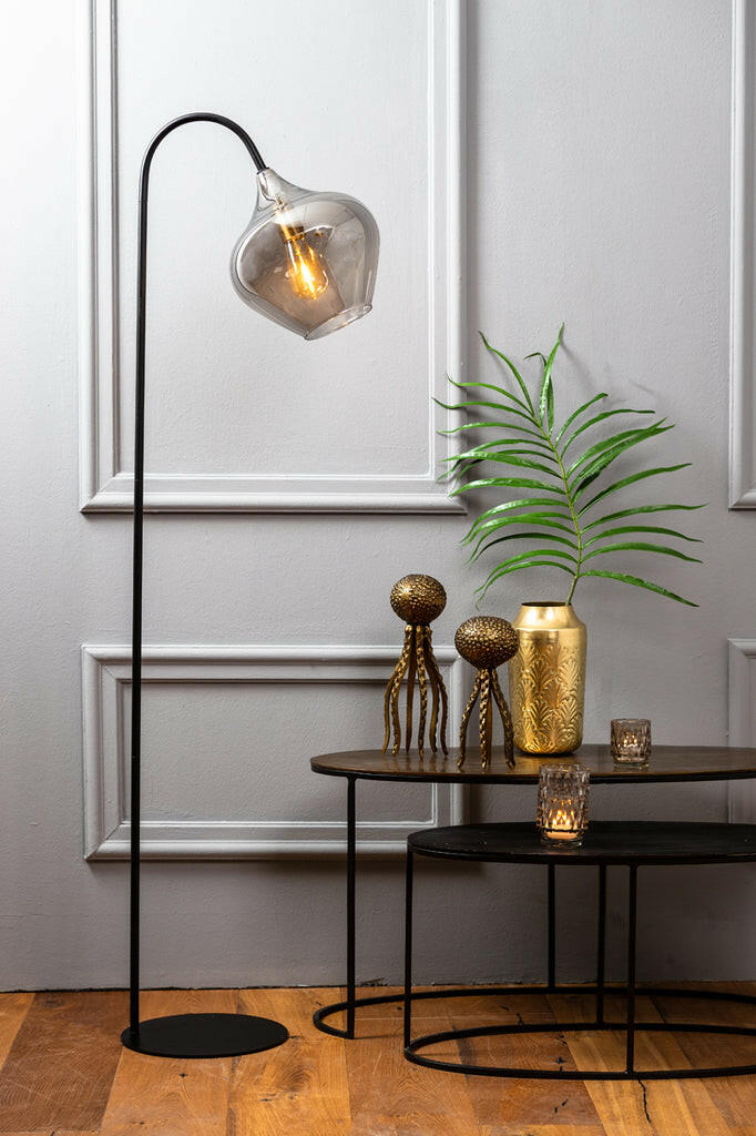 Vloerlamp Rakel Matt Black + Smoked