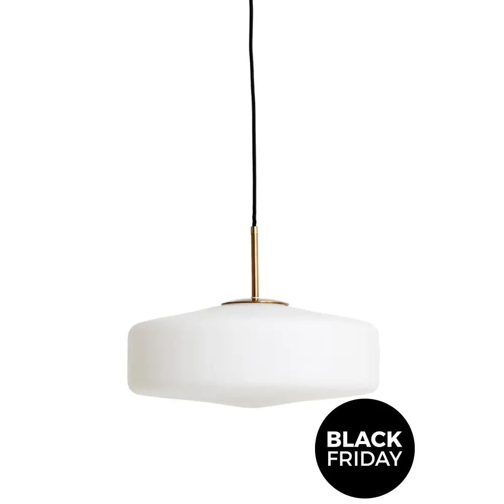 Hanging Lamp 40X17 Cm Pleat Glass Matt White + Gold