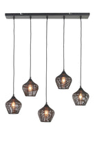Hanging Lamp 5L 100X20X122 Cm Alvaro Matt Black