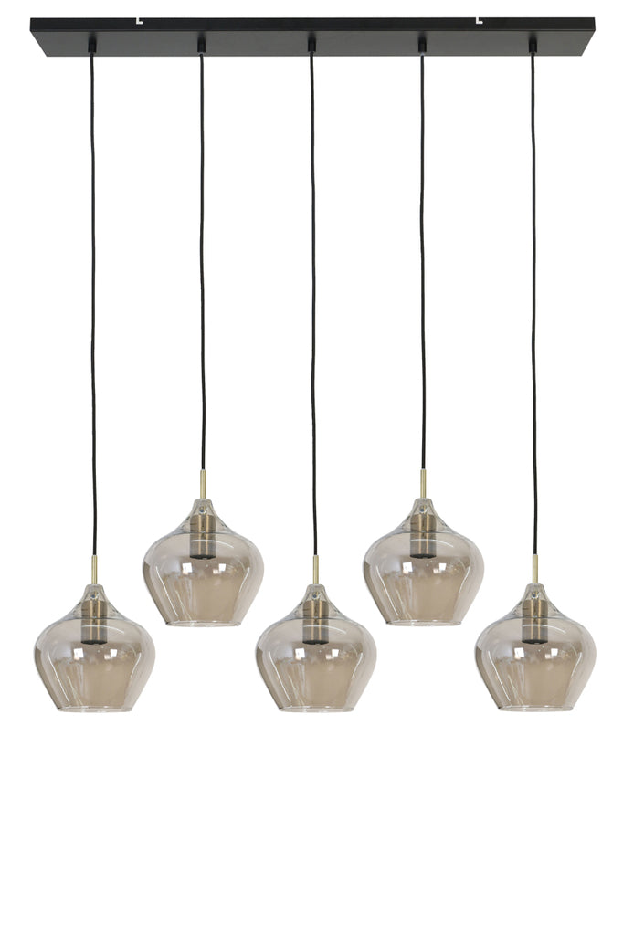 Hanging Lamp 5L 104X20X120 Cm Rakel Antique Bronze + Smoked