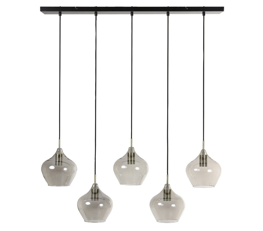 Hanging Lamp 5L 104X20X120 Cm Rakel Antique Bronze + Smoked