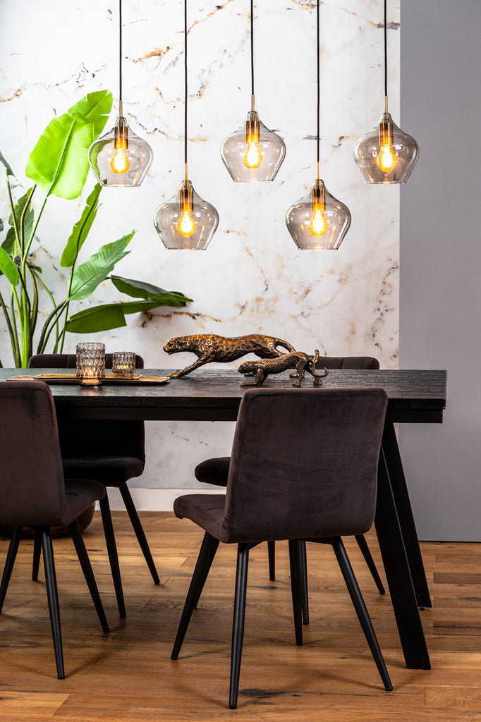 Hanging Lamp 5L 104X20X120 Cm Rakel Antique Bronze + Smoked
