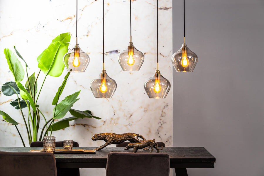 Hanging Lamp 5L 104X20X120 Cm Rakel Antique Bronze + Smoked