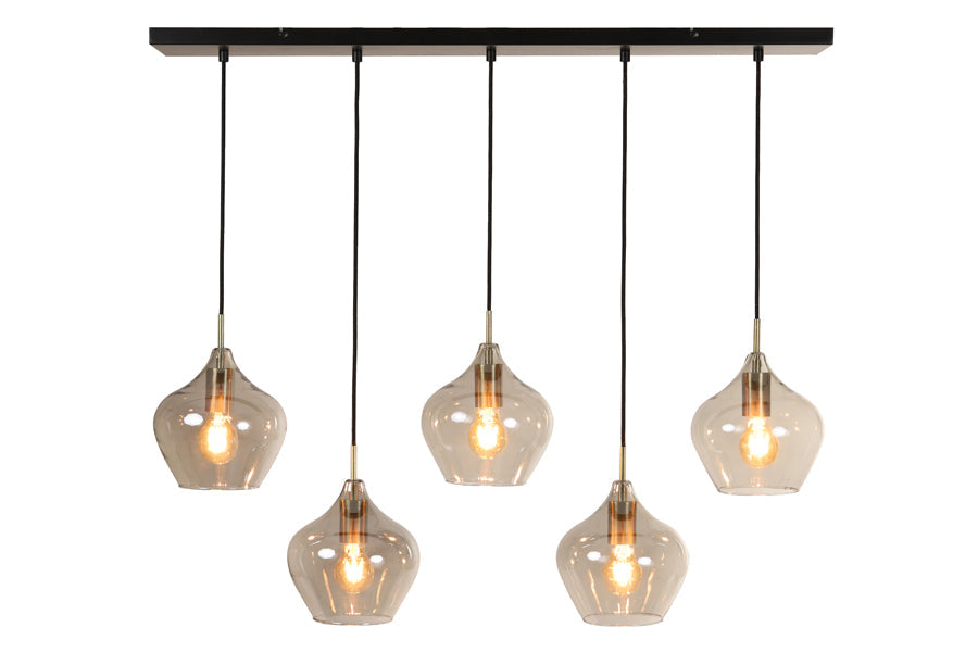 Hanging Lamp 5L 104X20X120 Cm Rakel Antique Bronze + Smoked