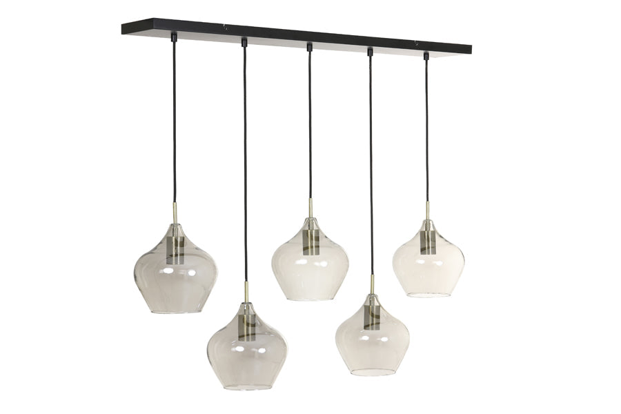 Hanging Lamp 5L 104X20X120 Cm Rakel Antique Bronze + Smoked