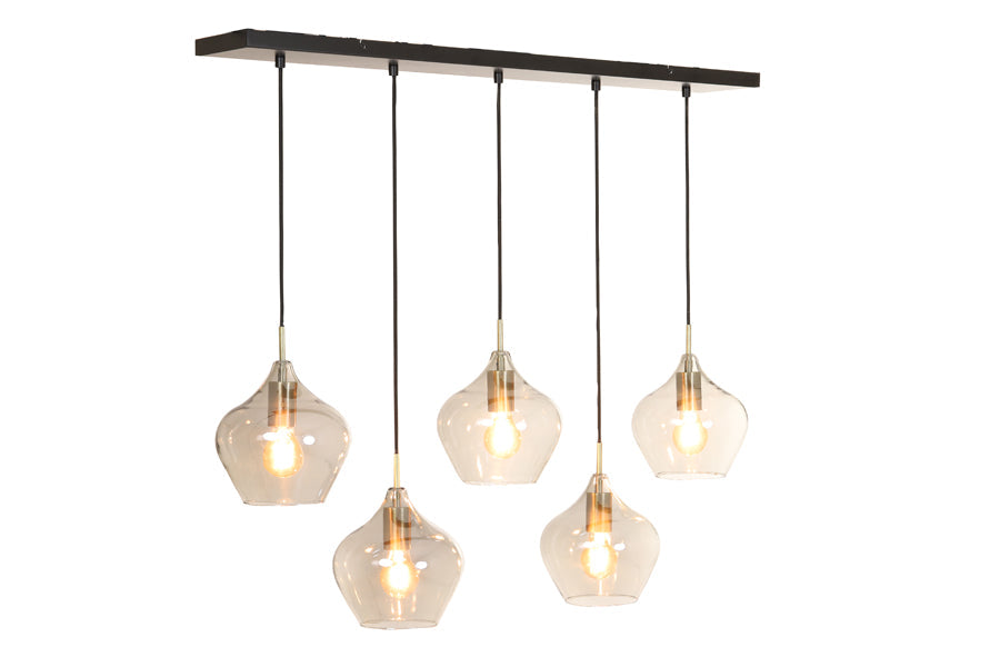 Hanging Lamp 5L 104X20X120 Cm Rakel Antique Bronze + Smoked