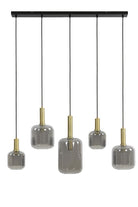 Hanging Lamp 5 Lampen Lekar Ant Bronze + Smoked Glass