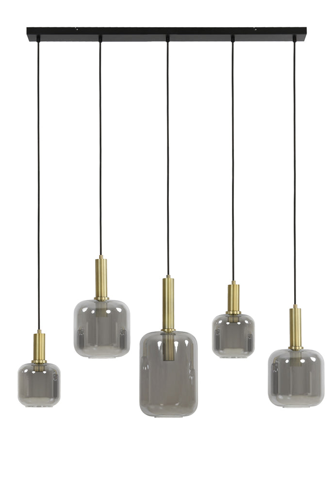 Hanging Lamp 5 Lampen Lekar Ant Bronze + Smoked Glass