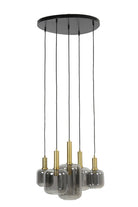 Hanging Lamp 5L Lekar Antique Bronze + Smoked Glass