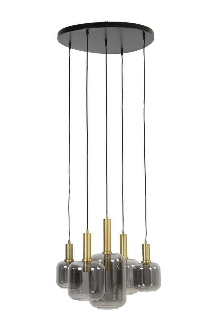 Hanging Lamp 5L Lekar Antique Bronze + Smoked Glass