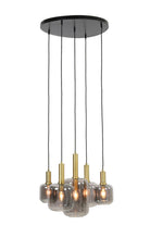 Hanging Lamp 5L Lekar Antique Bronze + Smoked Glass