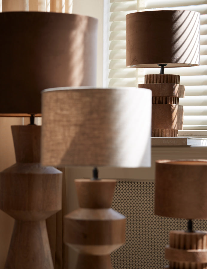 Lamp Base 17X13X37 Cm Sakura Wood Matt Brown