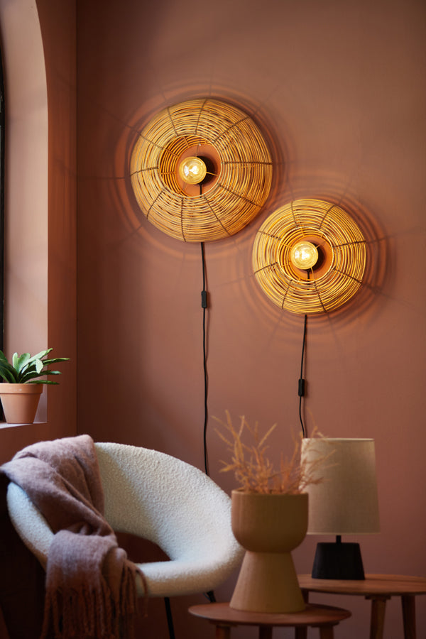 Wall Lamp 60X21 Cm Mataka Rattan Natural